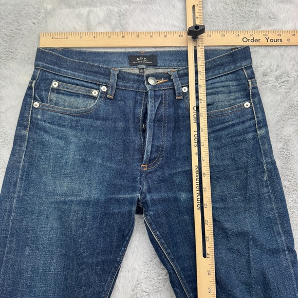 A.P.C. Jeans Womens 26 Blue Denim Straight Five Pockets Button Fly Selvedge - Picture 6 of 9